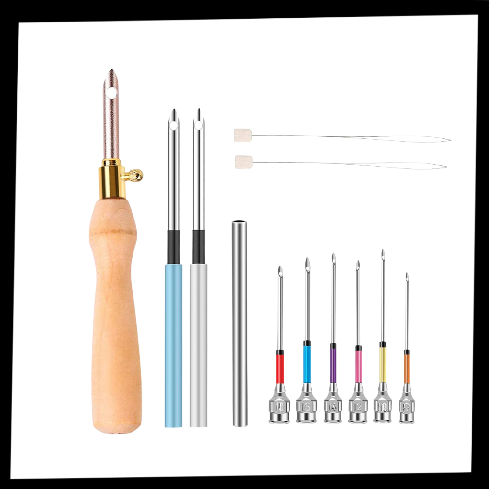 Kit de agulhas de bordado Duztion para trabalhos de artesanato, com agulhas de diferentes tamanhos e pontas finas.