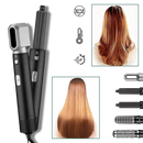 Conjunto de cuidados capilares Duztion 5 em 1 com acessórios para alisar, modelar e cuidar dos cabelos em uma imagem colorida.
