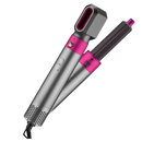 Conjunto de cuidados capilares Duztion com cinco ferramentas de alisamento de cabelo em rosa, ideal para penteados variados.