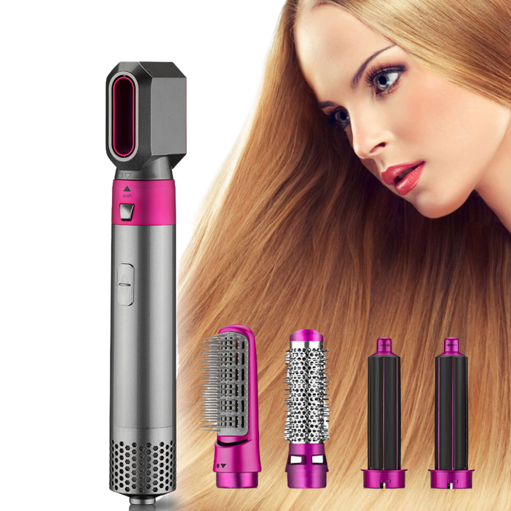 Conjunto de cuidados capilares Duztion 5 em 1 com lisseurs de cabelo rosas, acessórios para penteados e tratamento dos fios.
