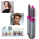 Conjunto de cuidado capilar Duztion com cinco ferramentas de styling para cabelos, em acabamento rosé, ideal para penteados variados.