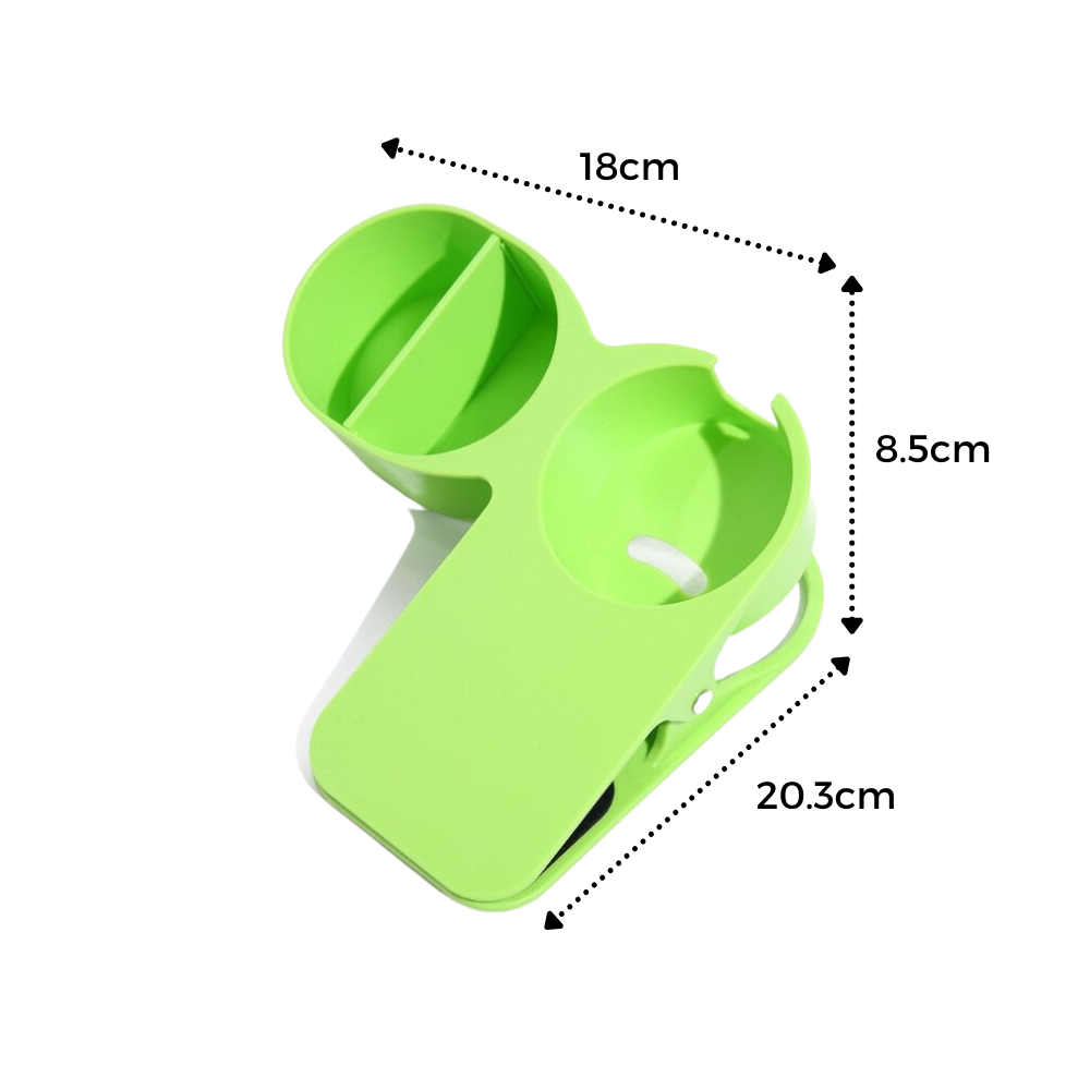 Porte-gobelet duplo Dynwave, clipser, accessório de cozinha verde para segurar copos de forma segura e prática.