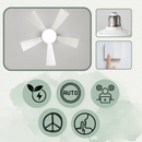 Ventilador de teto com lâmpada Green Scenic, design moderno, com soquete E27, ideal para ventilação, iluminação e economia de energia.