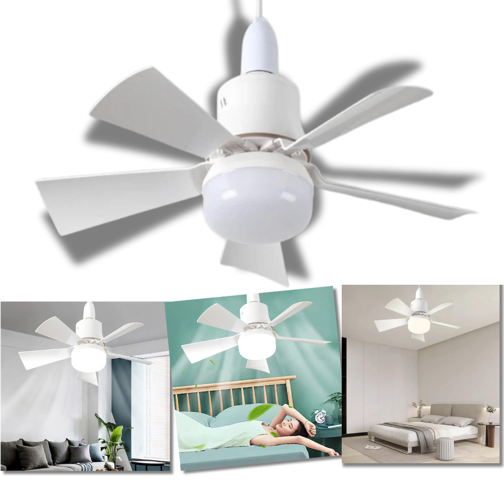 Ventilador de teto Green Scenic com lâmpada e soquete E27, ideal para resfriar e iluminar ambientes internos.
