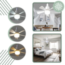 Ventilador de teto Green Scenic com lâmpada e soquete E27, ideal para calefação e ar condicionado, compatível com várias lâmpadas.