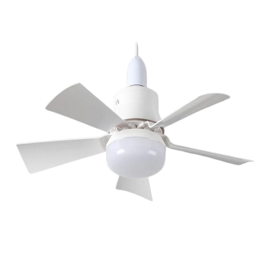 Ventilador de teto com lâmpada branca da Green Scenic, combina ventilação e iluminação para ambientes residenciais.