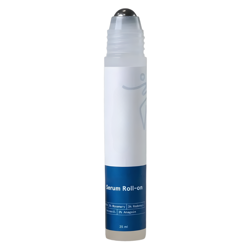 Sérum capilar nourrissant em roll-on da Eachymn, tratamento para cabelos, fórmula leve e hidratante, visível na embalagem.