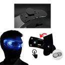 Óculos de sol East-Tamaki com luzes LED coloridas, armação moderna e lentes espelhadas brilhantes, estilo vibrante e divertido.