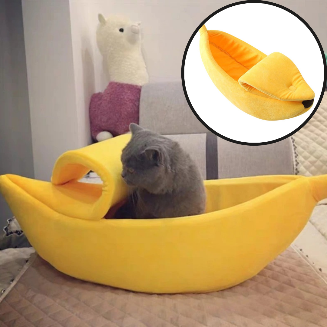 Lit para animais de estimação em forma de banana da Eastjing, acessório confortável para gatos, com design divertido e colorido.
