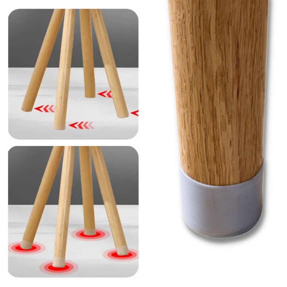Pack de 8 protections em silicone para pés de móveis, acessórios para mesas Eastjing, em cor branca, visíveis na imagem.