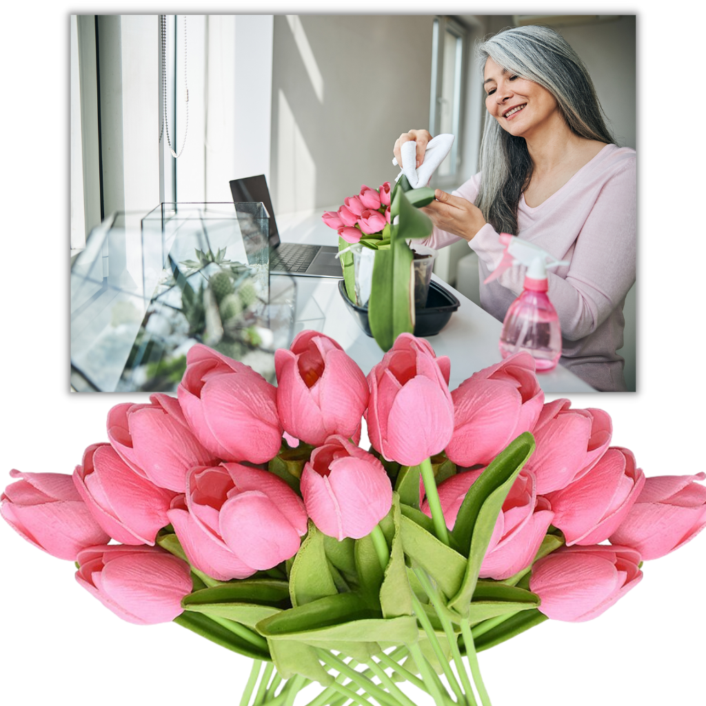 Conjunto de 10 flores de tulipa artificiais brancas da Eastjing, flores e plantas artificiais para decoração.