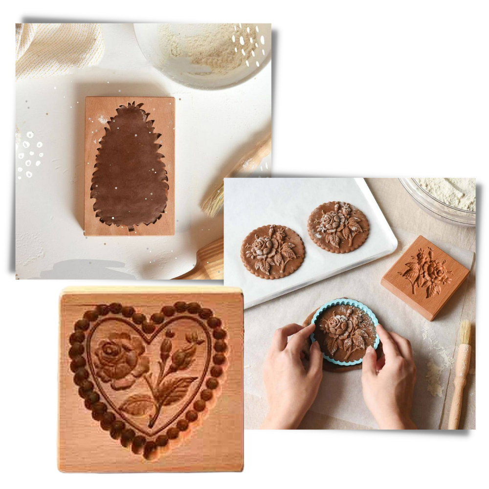 Moule de biscuits en bois Eastjing, outil de cuisson et pâtisserie pour préparer formes de biscuits maison.