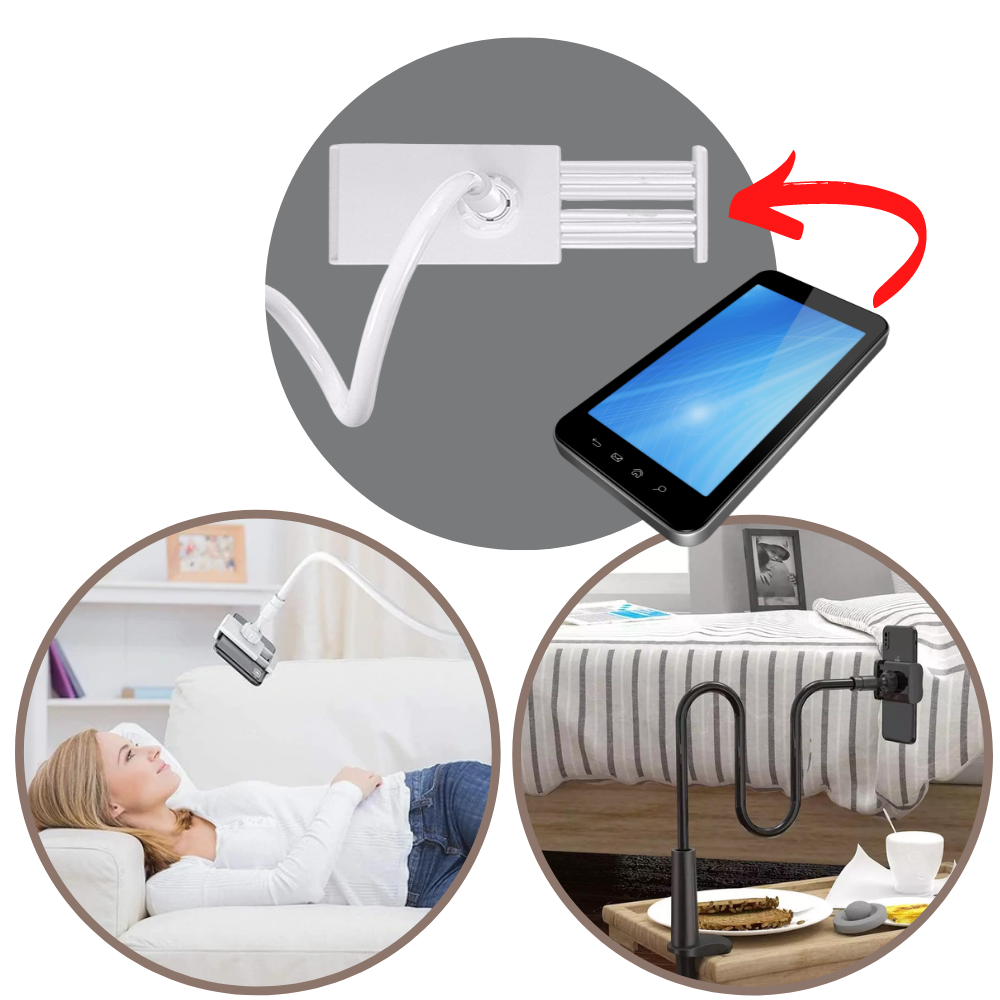 Suporte de telefone flexível Eastjing branco para telemóveis, ajustável e leve, ideal para uso em mesas e escritórios.