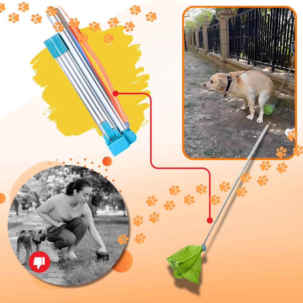 Acessório Gukom para cães, coletor de fezes fácil de limpar e com alcance extra, usado para recolher fezes de cães com praticidade.