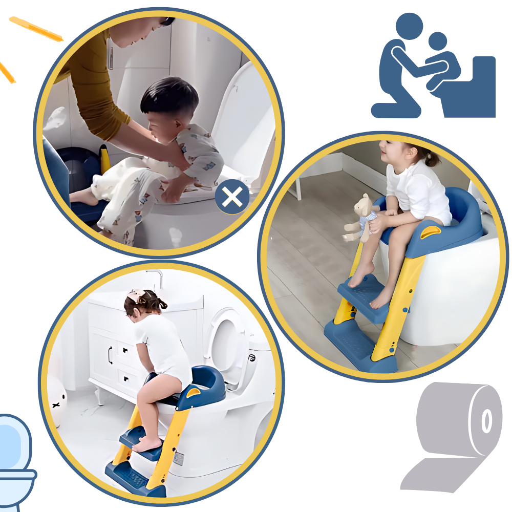 Pot de aprendizagem para crianças Willing com superfície antiderrapante e fácil de subir, ideal para treinar higiene infantil.