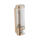 Distributeur de savon mural Tomfoto, transparente com acabamento dourado, fácil de usar para sabonete líquido ou loção.