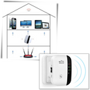 Amplificador de sinal WiFi portátil Easyidea, dispositivo compacto para melhorar a conexão sem fio em ambientes variados.