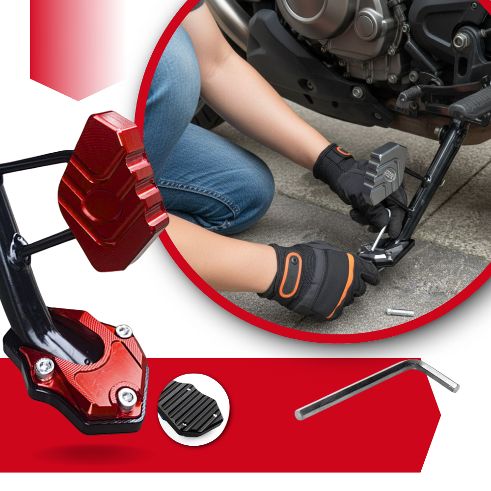 Support de levier de béquille et plaque d'extension en alliage pour moto Eccomum, pièce détachée pour motos rouges.