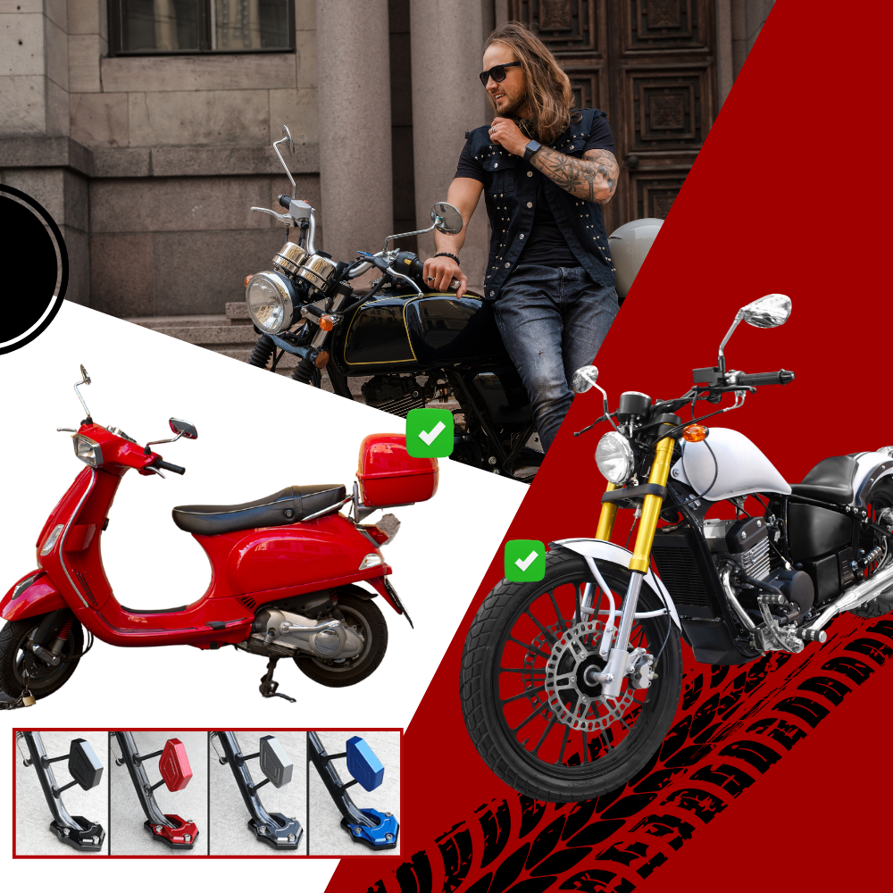 Support de levier de béquille et plaque d'extension en alliage pour moto Eccomum, pièce détachée robuste pour motos rouges.