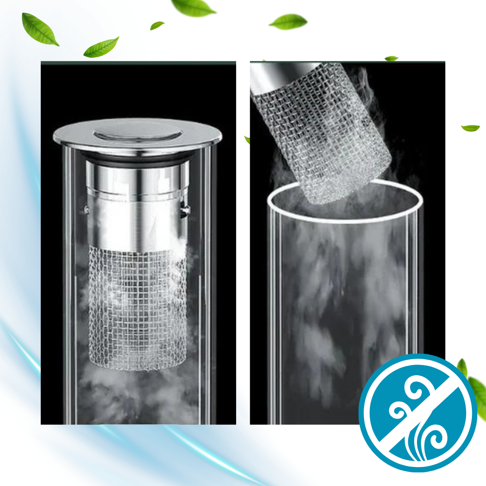 Bouchon d'évier escamotable Eccomum, pièce de plomberie pour empêcher les odeurs, en plastique noir avec mécanisme intégré.