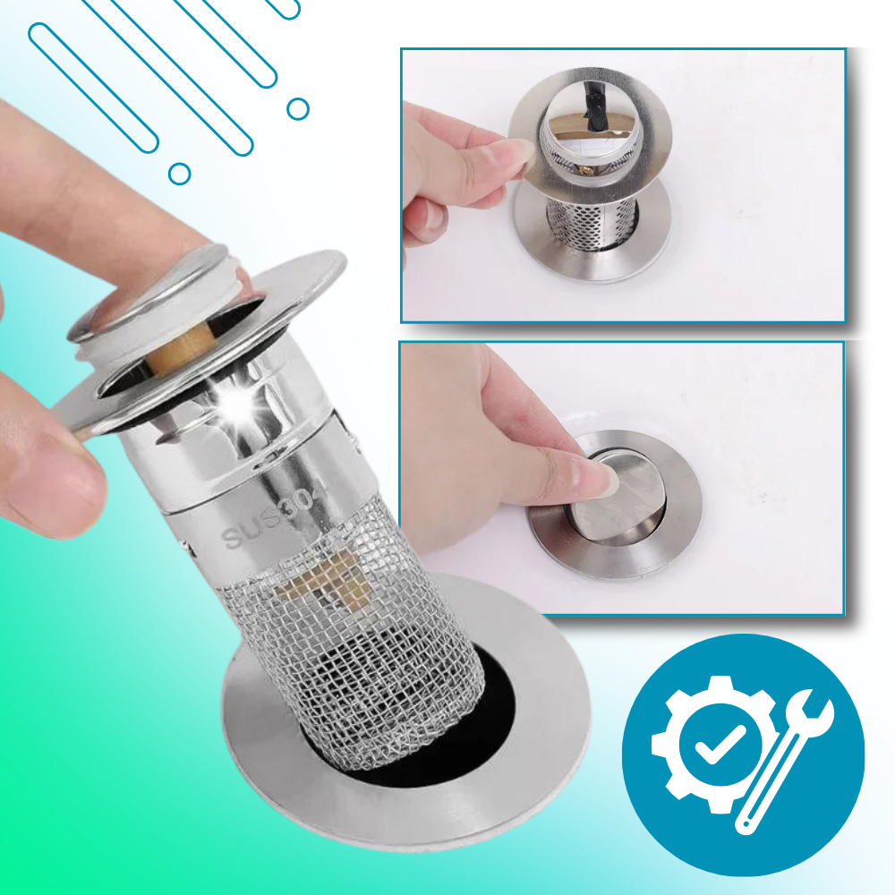 Bouchon d'évier escamotable Eccomum, pièce de plomberie pour empêcher les odeurs d'émaner du drain.