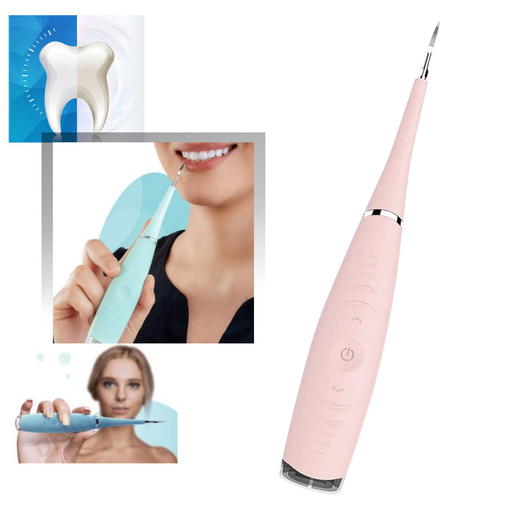 Máquina de dente da Eccomum para cuidados bucais, aparelho azul para remoção de tártaro e limpeza dental.