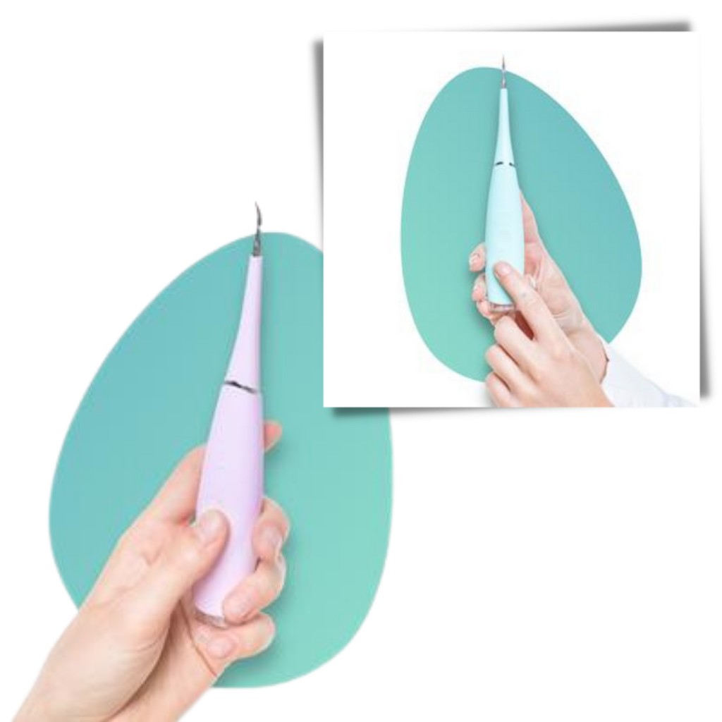 Máquina de dente da Eccomum para cuidados bucais, dispositivo azul para remoção de tártaro dental.