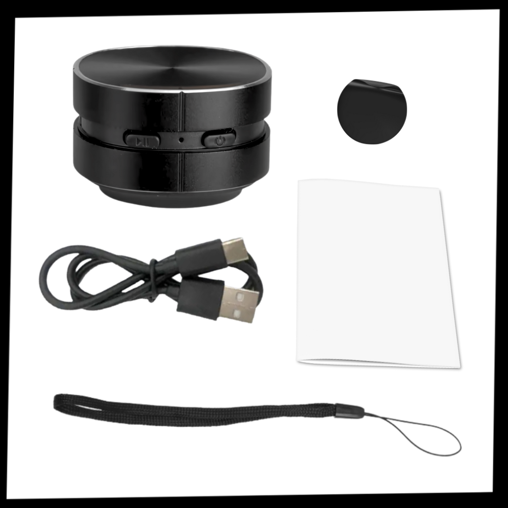 Mini-enceinte sem fio Dura Mobi, componente de áudio portátil com design compacto e conexão wireless.