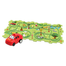 Conjunto de pista de carros elétricos da Xinyux, brinquedo educativo com 15 peças de pista em cenário de floresta.
