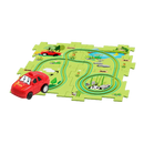 Conjunto de pista de carros elétricos da Xinyux, brinquedo educativo com percurso em floresta, composto por 5 peças para crianças.