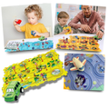 Conjunto de pista educativa para carros elétricos da Xinyux, com curvas e obstáculos para diversão e aprendizado.