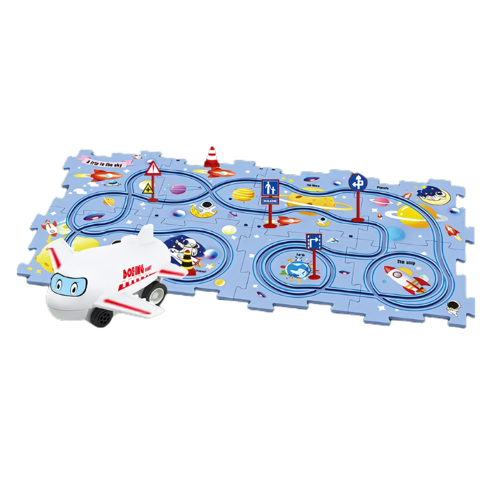 Conjunto de pista educacional para carros elétricos da Xinyux, com 15 peças de brinquedos educativos para aprendizagem divertida.