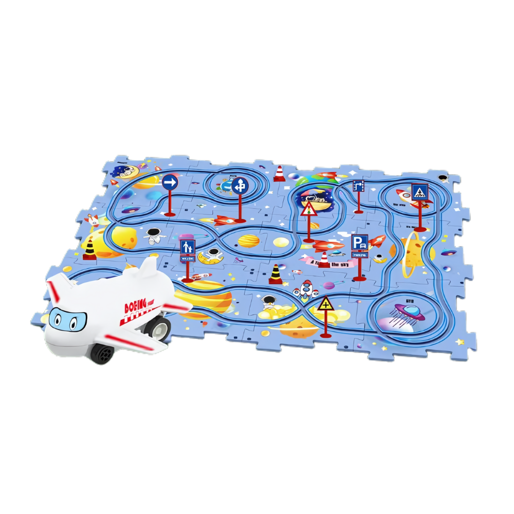 Conjunto de pista educativa para carros elétricos da Xinyux com 25 peças, ideal para brinquedos educativos e diversão.