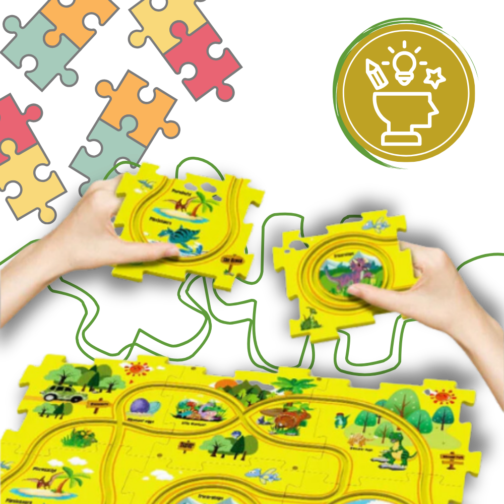 Quebra-cabeça clássico da Twinkseal com pista de carros educativa e divertida, estimulando criatividade e habilidades motoras.
