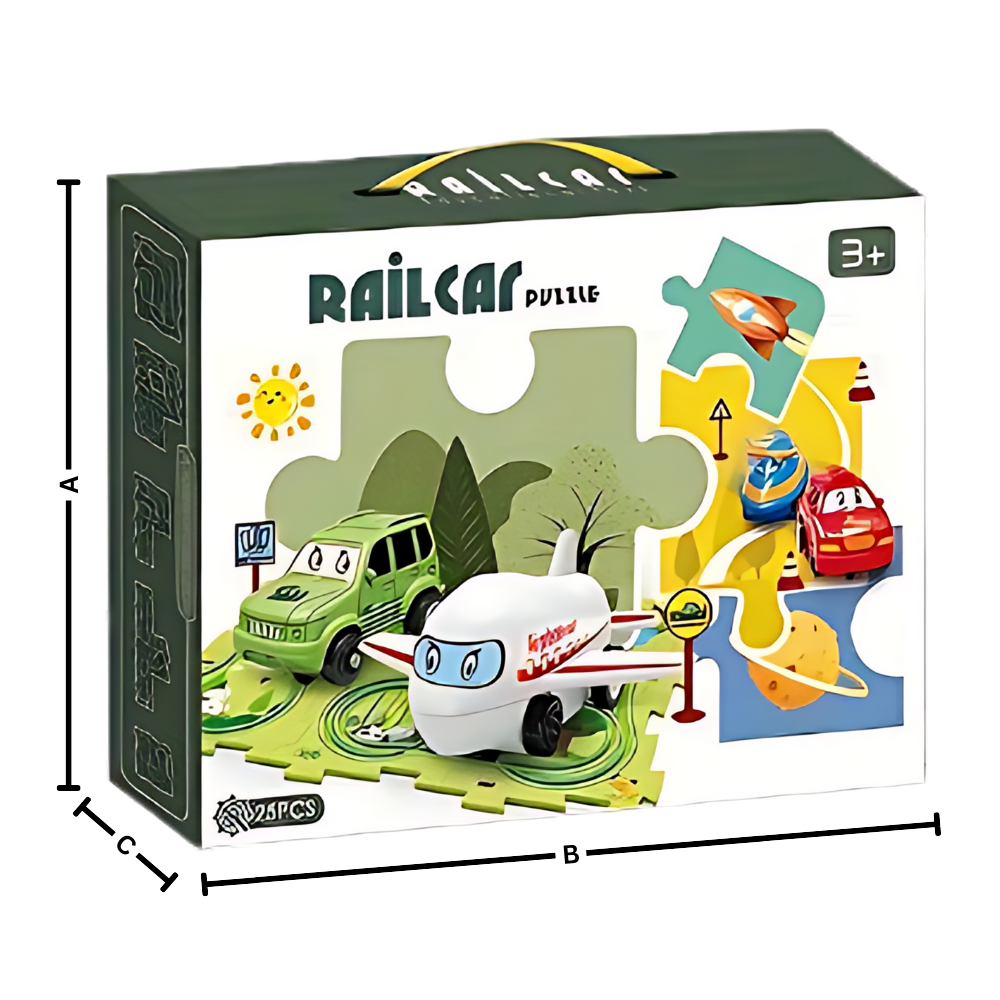 Quebra-cabeça clássico de pista de carros educativa e divertida da Twinkseal, com peças coloridas e detalhes de uma pista de corrida.