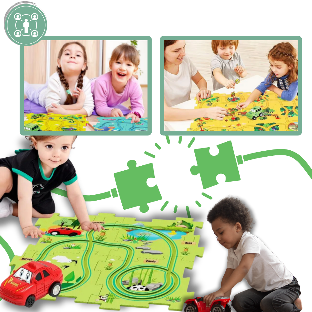 Quebra-cabeça clássico Twinkseal de pista de carros educativo e divertido, com peças interativas para crianças.