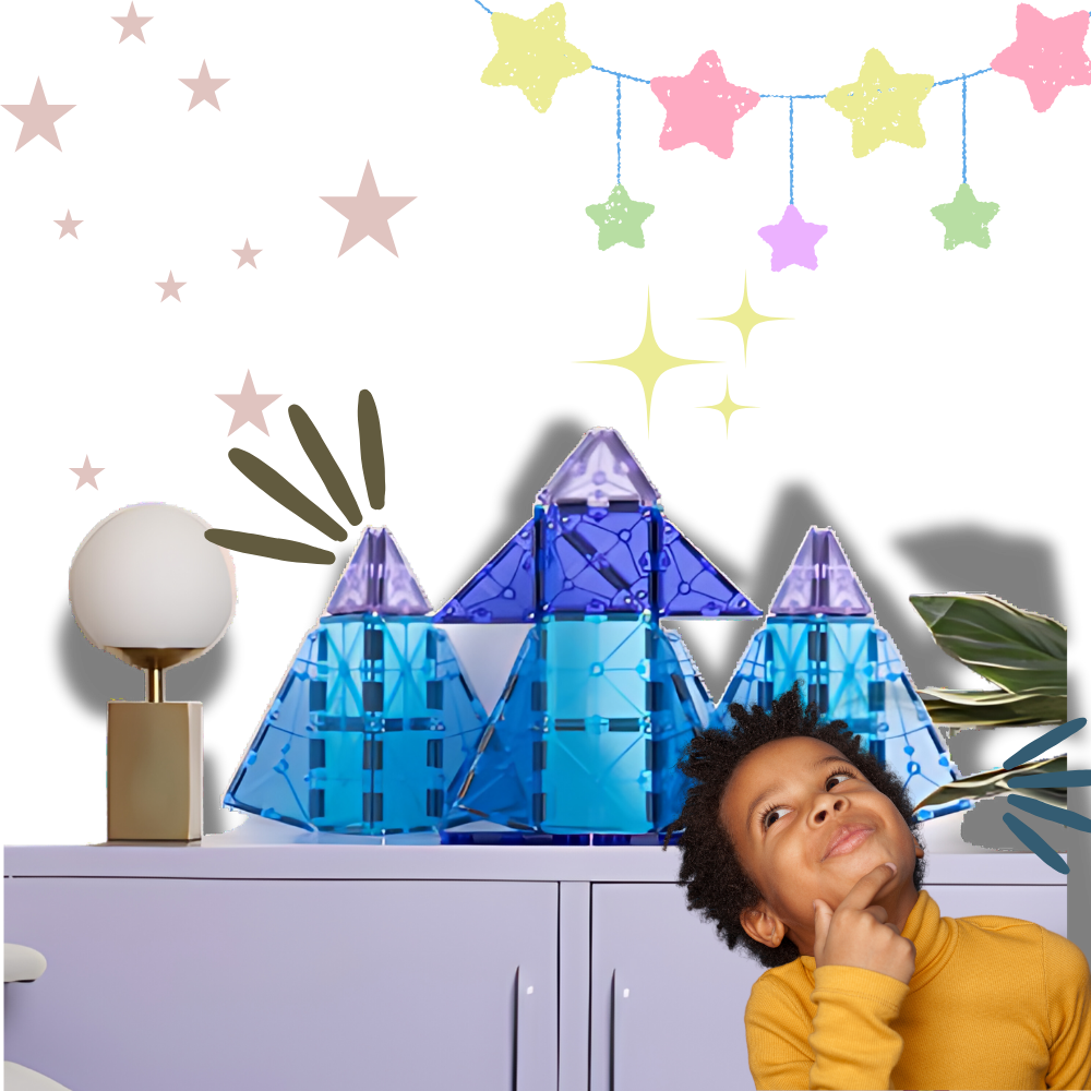 Blocos de construção magnéticos educativos da Ozerty France, com figuras e peças para aprender e criar.
