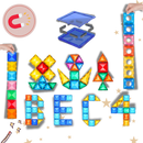 Blocos de construção magnéticos educacionais Ozerty France, figuras e moldes para montar e aprender brincando