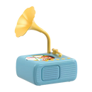 Brinquedo educativo grampo retrô Thogive em azul, com design vintage e botões para tocar músicas e sons educativos.