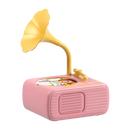 Brinquedo educativo gramofone retrô rosa da Thogive, com detalhes vintage e botões de controle visíveis na imagem.