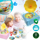 Brinquedo educativo de gramofone retrô da Thogive, com design vintage e detalhes coloridos, ideal para estimular a aprendizagem infantil.