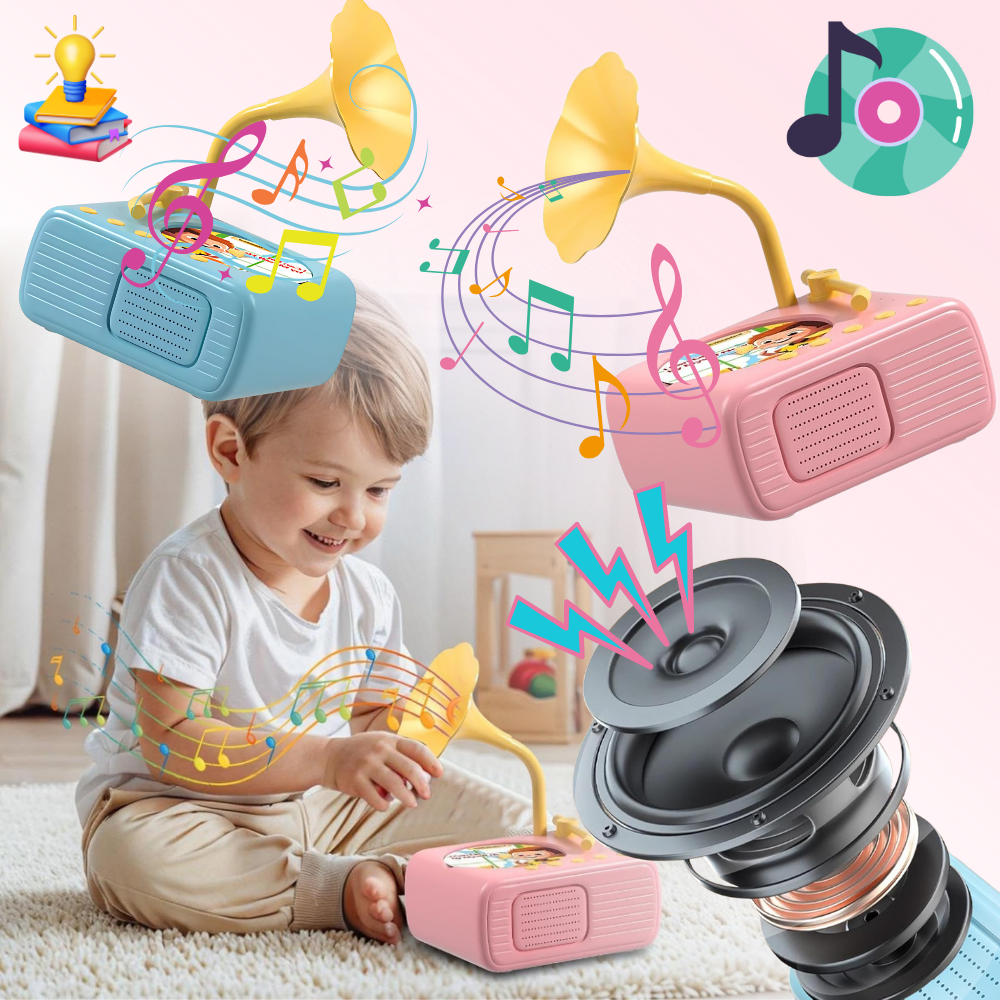 Brinquedo educativo de gramofone retrô Thogive com detalhes vintage, som e design clássico, ideal para crianças e colecionadores.