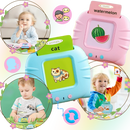 Cartões parlantes educativos para crianças da marca Riserva, brinquedo de aprendizado com imagens e sons interativos.