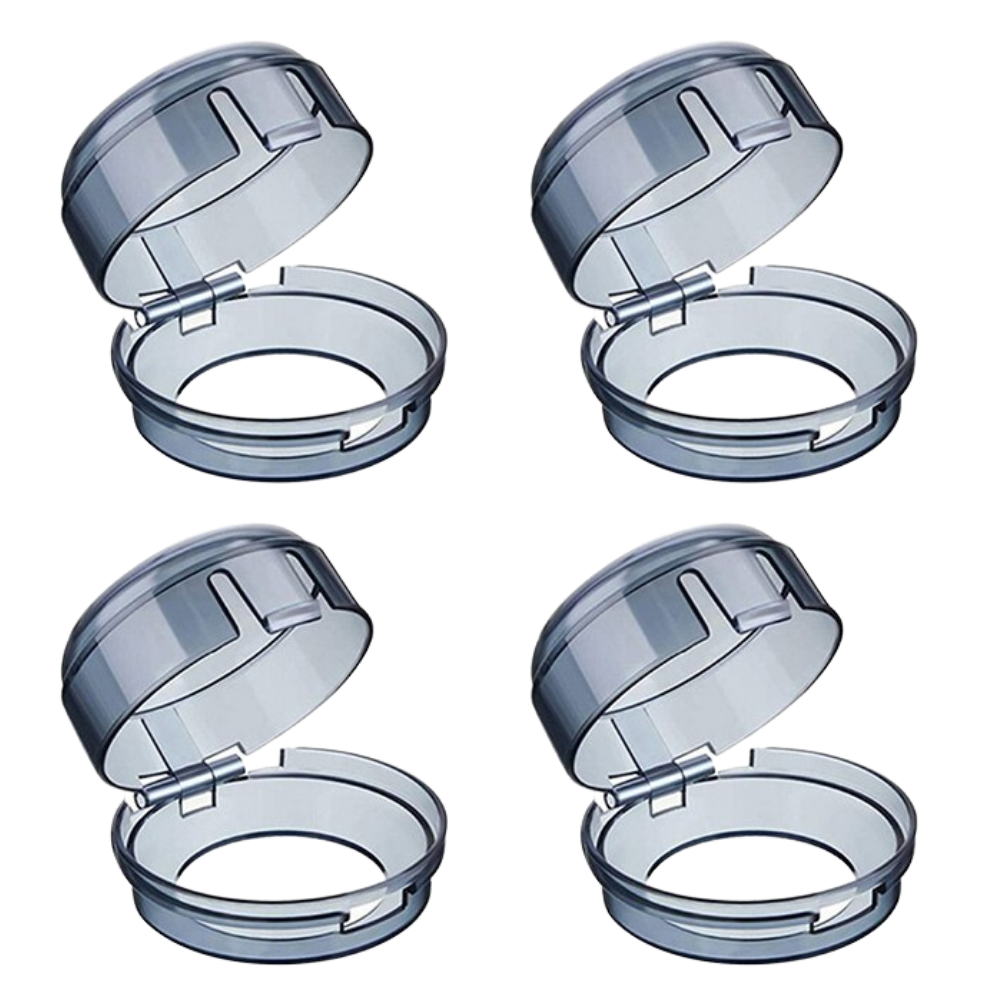 Conjunto de 4 proteções universais para fogão, acessórios de pequeno eletrodoméstico da marca Eeekit, em cor clara.