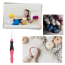 Conjunto de crochets ergonômicos com luz LED para trabalhos de artesanato e crochê, marca Eeekit, em fundo branco