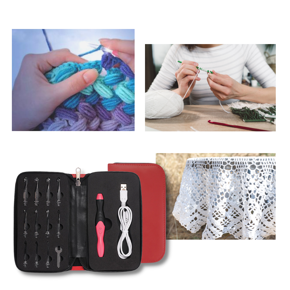 Conjunto de crochets ergonômicos com iluminação LED para trabalhos de artesanato e costura, da marca Eeekit.
