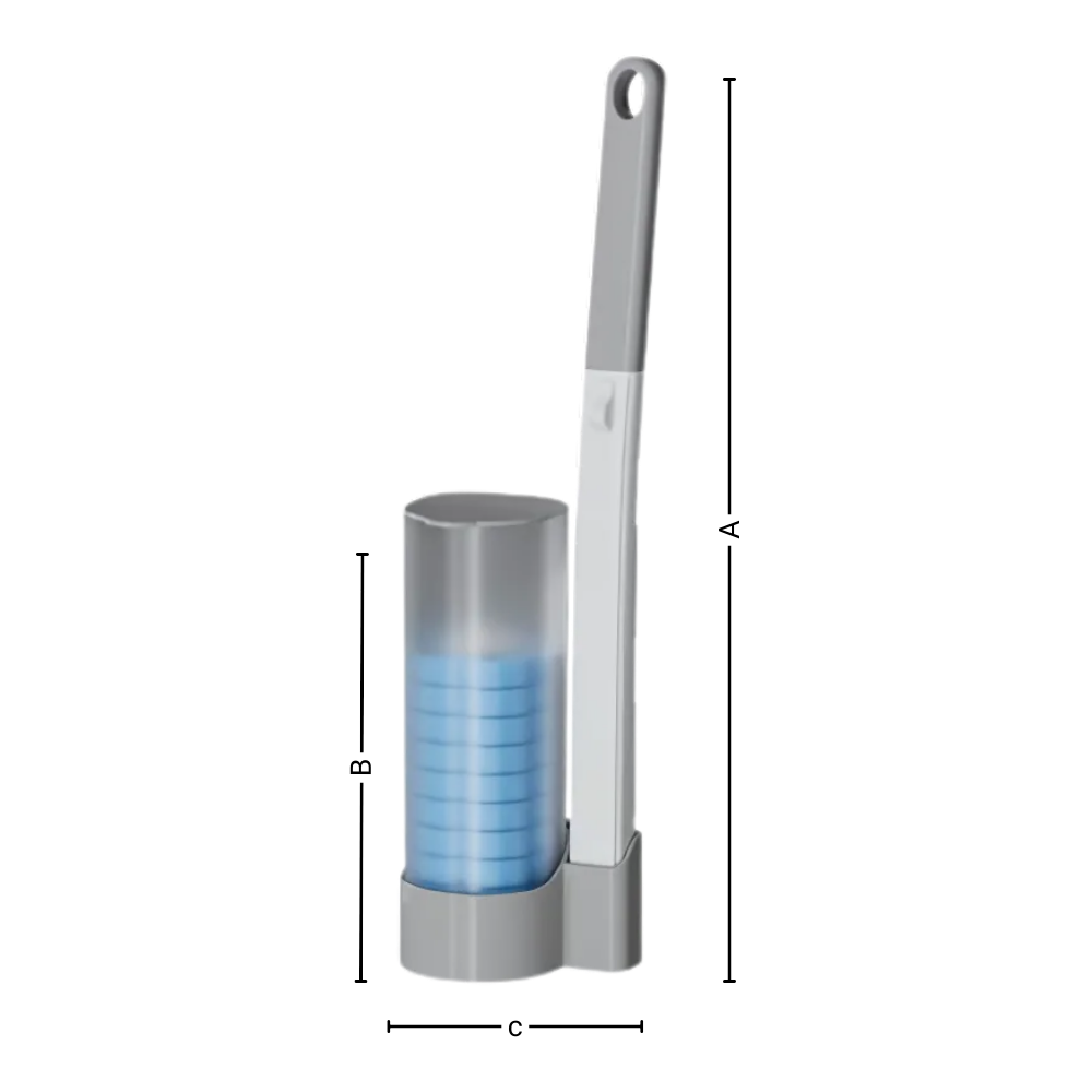 Escova de banheiro descartável Newpee para limpeza eficiente de vasos sanitários, com suporte prático e design compacto.