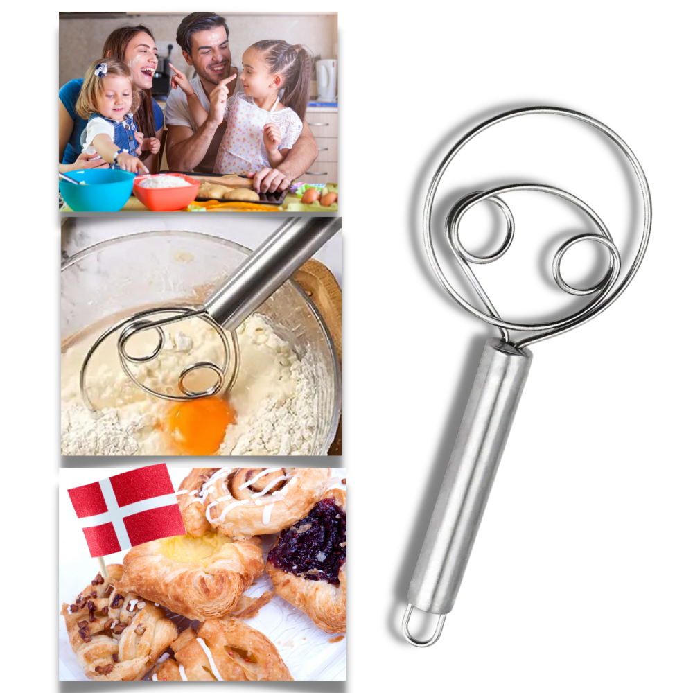 Batedor de massa dinamarquês em aço inoxidável da Beatleru, utensílio de cozinha para misturar e bater com facilidade