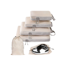 Conjunto de 4 sacos de compressão para bagagem Egdank na cor bege, organizadores de roupas e acessórios para viagem