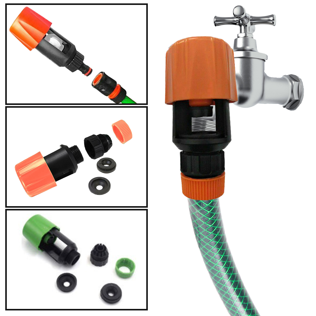 Connecteur de tuyau d'arrosage universel pour robinet de cuisine Egmy, pièce de plomberie en plastique orange.